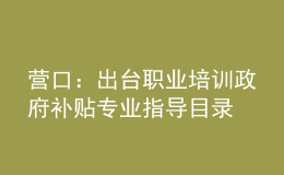 營(yíng)口：出臺(tái)職業(yè)培訓(xùn)政府補(bǔ)貼專業(yè)指導(dǎo)目錄